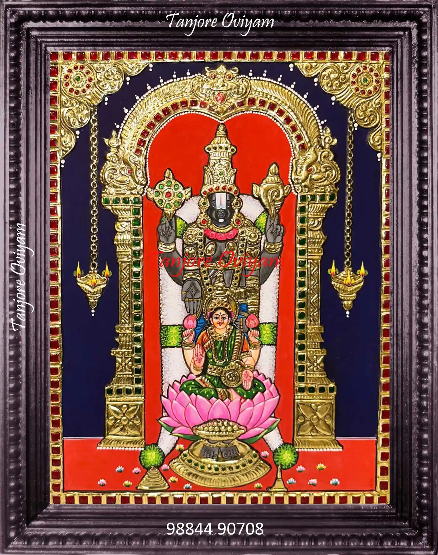 Balaji Painting With Lakshmi Embossed Tanjore Painting